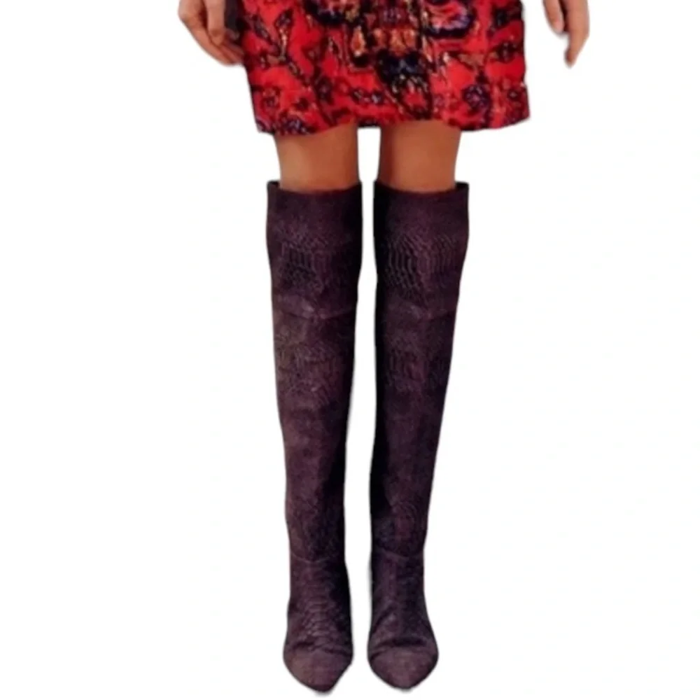 Seychelles Victory Croc Embossed Suede Leather Boots‎ Size 6